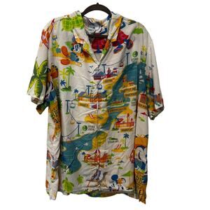 Disney World Caribbean Beach Resort Map Mickey Minnie Tropical Shirt Size 3X